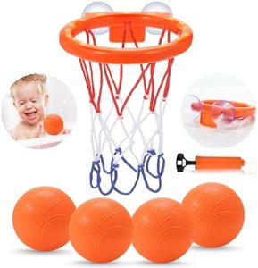 Bath Toys,Mold Free Bath Basketball Hoop for Kids Ages 1-3,Bathtub Basketball Hoop for Babies and Toddlers,Strong Suction Cup Basketball Hoop & 4 Soft Balls Set for Boys Girls,Tub Toys for Kids 4-8