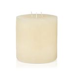 Bask Large Mottled Pillar Candles - Unscented - 6-Inch Diameter for Extra-Wide Holders - 3-Wick Candles for Home and Events - Ivory