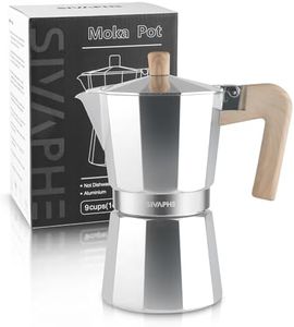 Sivaphe Stovetop Coffee Maker 450ml/9 Cups, Aluminium Moka Pot Italian Espresso Maker with Heat-Resistant Handle, Silver