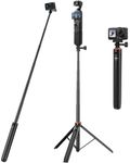 53"/135cm Selfie Stick Tripod for DJI Osmo Pocket 4/3, Insta360 Luna Ultra, GoPro Hero 13/12/11/10/9/Max2, DJI Osmo Action 6/5 Pro/4, Action Cams Extendable Handle/Travel Vlogging Stand/Accessories