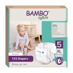 Bambo Nature Premium Baby Diapers Eco-Friendly and with a Wetness Indicator XL Size (12-18 Kgs) Diapers 132 Count