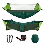 MoKo Camping Hammock with Net, 2 in 1 Hanging Hammock Large Outdoor Parachute Nylon Hammocks Lightweight Portable Swing Sleeping Hammock for Travel Backpacking Yard Hiking up to 440Lbs, Green