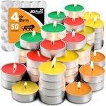 JD FRESH 50 PCs Candles for Diwali/Tea Lights Smokeless Candles 4 Hours Long Burning Time/Diwali Candles for Decoration/Paraffin Candles for Home, Pool, Shabbat, Weddings & Emergencies (Multicolor)