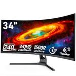 Gawfolk 34 inch ultrawide Curved Gaming Monitor, UWQHD 3440x1440, 1500R PC Screen,240hz Refresh Rate Curved Computer Screen with FreeSync, Built-in Speaker