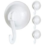 FZGUSYAF Powerful Suction Hooks Vacuum Sucker Hangers Removable Reusable Without Nails & Glue for Any Smooth Flat Surface Bathroom Kitchen Office - 4 Pack