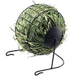 Navaris Metal Rabbit Hay Feeder - Durable Hay Spinning Accessories for Rabbits and Guinea Pigs - Entertaining Feeding Wheel Rack, Bowl with Convenient Door