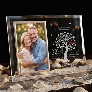 PIKPEOD 30th Wedding Anniversary Crystal glass Picture Frame Gifts