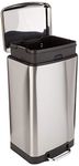 Amazon Basics Rectangle Soft-Close Trash Can with Steel Bar Pedal - 40L, Nickel