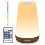 Auxmir Night Light, Dimmable LED Touch Bedside Lamp, 2500mAh Rechargeable Baby Night Light with 13 RGB Colors, Remote Control, Portable Kids Lamp for Nursery, Bedroom, Table, Camping