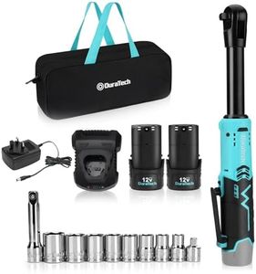 DURATECH 12V Extended Cordless Ratchet Wrench with Tool Bag, 3/8” Electric Cordless Ratchet, Torque 60N.m, 180RPM with LED Light Impact Gun, Electric Ratchet Wrench with Fast Charge &Canvas Bag