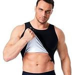 QBK Sauna Big and Tall Vest for Mens Gym Exercise Sweat Sauna Suit Tank Top 4XL～7XL, Black, 7X