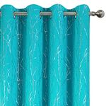 Turquoise Curtains Blackout ,95 Inch Curtains 2 Panels,Tree Wave Line Pattern Room Darkening Window Curtains with Grommets Patio Door Curtain For Sliding Door(52x95 Inch, Turquoise, 2 Panels)