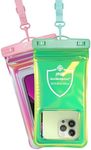 AiRunTech Waterproof Phone Pouch,Floating Waterproof Phone Case with Adjustable Lanyard,Beach,Cruise,Vacation Essentials,Summer Travel Phone Protector-2 Pack(Green + Pink)