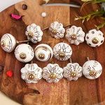 ALV Door Knobs for Drawers - Colorful Decorative Ceramic Pulls for Dresser Kitchen Cabinet Furniture Hardware Accessories - Gold Knob - Pack of 10