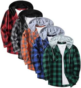 SWISSWELL 5 Pack Hooded Flannel Shirt for Men Plaid Hoodie Casual Loose Fit Long Sleeve Fall Stylish Shirts