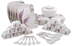 Maharaja Royal Melamine Dinner Set - 40 Pieces, White & Purple, Floral