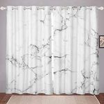 Loussiesd Marble Printed Curtains White Marble Pattern Window Curtain Abstract Art Window Treatments for Children Kids Women Men Simple Black Modern Marble Design Blackout Drapes Room Decor W66*L72