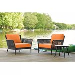 Crosley Enhance Your Outdoor Living with Our 3 Piece Patio Set - Grey Rope Bistro Furniture with Orange Cushions, Ideal for Balcony, Backyard, or Porch Provides Durability & Style 01