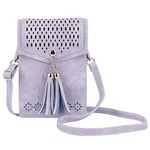 seOSTO Womens Small Crossbody Bag, Tassel Cell Phone Purse Holder Wallet, Light Purple, Small