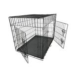 Wowsubli Dog Crate 42-inch with 2 Doors 4 Locks,Dog Cage Training Folding Crate Pet Animal Transport with Solid Tray