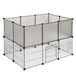 EUGAD rabbit run guinea pig run hamster playpen bunny puppy enclosure exercise fence with door diy grey 20 Panels (35x35cm/panel) 107 x 72 x 72 cm 0006WL