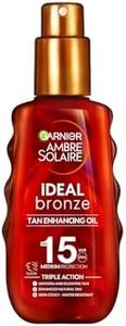 Garnier Ambre Solaire Ideal Bronze Protective Oil Sun Cream SPF15, High Sun Protection Factor 15, Shea Butter, Water Resistant & Non Greasy Sunscreen, UVA & UVB Protection, 150ml
