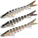 GOTOUR Fishing Lures Lifelike Multi Jointed Swimbait for Freshwater and Saltwater, Slow Sinking Hard Bait for Bass Trout Crappie Perch Pike Walleye, Pro Fishing Gear, Amazing Fishing Gifts for Men