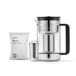 Aarke Purifier Large, Water Filter Jug in Glass and Stainless Steel, 2.8L / 12 Cups, Includes Aarke Pure Filter Refill Bag