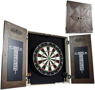Barrington Bellevue Wood Dartboard Cabinet with 18-Inch Bristle Dartboard and Steel Tip Dart Set Perfect for Cricket Games