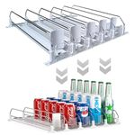 OBA-HORSE Drink Organizer for Fridge 、 Self Pushing Drink Organizer for Width Adjustable Fridge Drink Dispenser with with Smooth and Fast Pusher Glide (16.5 inch x 15 inch 5 Rows) White