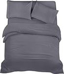 Utopia Bedding 4 Piece Double Bedding Set - Duvet Cover, Fitted Sheet with Pillow cases - Soft Brushed Microfiber (Grey)