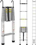 VEVOR Telescoping Ladder, 5.6M/18.5 FT Aluminum One-Button Retraction Collapsible Extension Ladder, 400 LBS Capacity with Non-Slip Feet, Portable Multi-Purpose Compact Ladder for Home, RV, Loft