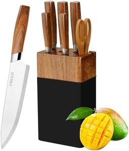 lapelux 6-Piece Knife Set with Block,Kitchen Knife Sets with Sharpener,Stainless Steel Knivese for Cutting Meat/Vegetables/Fruit, Slicing, Dicing...