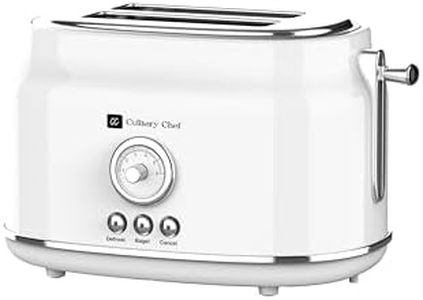 Frigidaire ETO102-WHITE, 2 Slice Toaster, Retro Style, Wide Slot for Bread, English Muffins, Croissants, and Bagels, 5 Adjustable Toast Settings, Cancel and Defrost, 900w, White