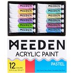 MEEDEN Pastel Acrylic Paint, Set of 12 Colors/Tubes (0.74 oz, 22 ml), High Viscosity Rich Pigments Non Toxic Art Craft Paints for Artists Adults Kids Beginners, Art Supplies for Canvas Painting