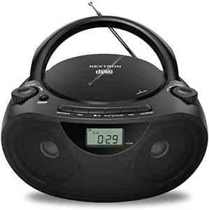 Nextron Portable Stereo CD Player Boombox with AM/FM Radio, Bluetooth, USB, AUX-in, Headphone Jack, CD-R/RW and MP3 CDs Compatible, Clear and Full Sound with Bass Boost, AC/Battery Operated – Black