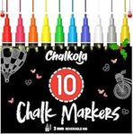 Liquid Chalk Pens (10 Pack) with Gold & Silver - Fine Tip Dry Erase Marker Pens for Blackboard, Windows, Chalkboard Signs, Bistro - 3mm Reversible Tip