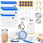 46 PCS Electric Vacuum Sealer, Sous Vide Bags, Handheld Mason Jar Vacuum Sealer & 15 PCS Reusable Vacuum Food Storage Bags for Anova, Joule Cookers, 4 Cooking Clips, 5 Sealing Clips