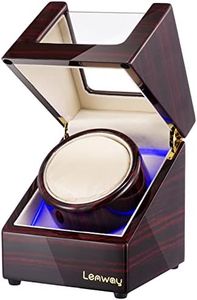 Lenway Watch Winder Super Quiet， Automatic Watch Winder Four Rotation Modes，Battery Operated or Ac，with Led Light， High-End Piano Paint Baking Process Single Watch Winder