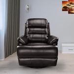 Little NAP Quies Soft Leatherette Single Manual Rocking & Revolving Recliner | Padded 1 Seater Aaram Sofa | Relaxing Chair for Home Office Living Bed Room | 3 Year Warranty | Brown