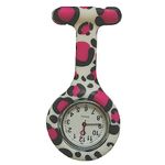 Lizzy Fashion Silicone Nurse Watch Brooch with Pin/Clip, Infection Control Design, Health Care Nurse Doctor Paramedic Medical Brooch Fob Watch (Black & Pink Spots)