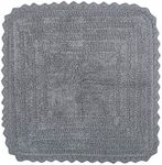 DII 100% Cotton Crochet Square Luxury Spa Soft Bath Rug, for Bathroom Floor, Tub, Shower, Vanity, and Dorm Room, 24x24" - Gray