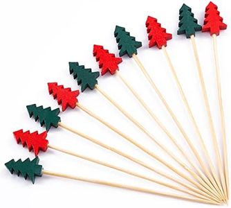 PartyWoo Cocktail Picks, 100 Counts 4.7 Inch Christmas Tree Picks, Appetizer Toothpicks Decorative Toothpicks, Party Picks for Christmas Decorations, Christmas Party Favors, Drink Picks with Trees