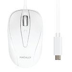 Macally UCTURBO 3 Button USB-C Wired Mouse for MacBook, MacBook Pro, white