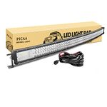 PICAA LED Light Bar 7D Tri-Row 50in 648W Spot Flood Combo Beam Curved LED Work Lights Bar with wire for Car Truck Offroad Driving Lamp SUV UTE 4WD 12V 24V Waterproof Driving Work Lamp
