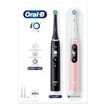 Oral-B iO6 2x Electric Toothbrushes For Adults, 2 Handles, 2 Toothbrush Heads, 5 Modes with Teeth Whitening, UK 2 Pin Plug, Black Lava & Pink Sand