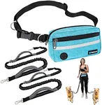 PetAmi Hands Free Dog Leash, Dog Running Leash Belt for Walking, Jogging, Dog Waist Zipper Pouch with Poop Bag Dispenser, Dual Padded Handles, Reflective Durable Bungee Leash, Double
