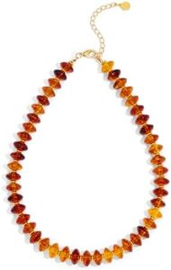 Acrylic Beaded Necklace for Women,Beach Strand Jewelry Gifts (Amber Red)