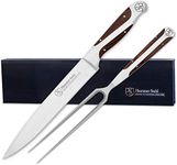 Hammer Stahl Carving Knife and Fork Set - German High Carbon Stainless Steel - Ergonomic Quad-Tang Pakkawood Handles - Professional Meat Carving Knife Set