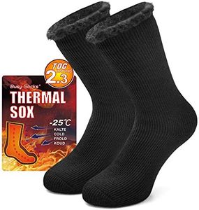 Busy Socks Winter Warm Thermal Socks for Men Women Extra Thick Insulated Heated Crew Boot Socks for Extreme Cold Weather, Black, Large